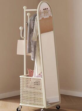 奶油试风全19025身镜旋转穿挂衣镜衣移动落地式衣架落地镜一体镜