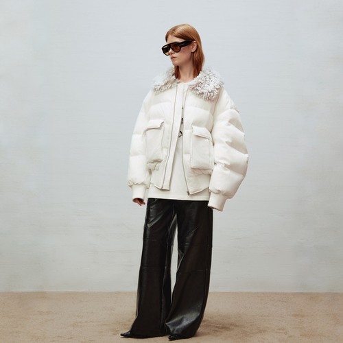 【郑恺李艺彤同款】YANGYUQING设计师摇粒绒毛领夹克羽绒服25AW