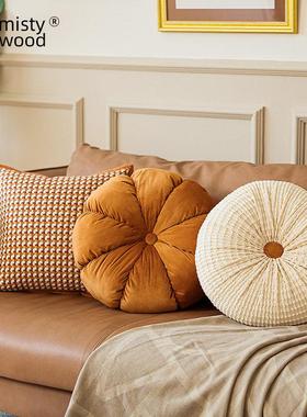 高级感棕色 轻奢抱枕橙色沙发客厅靠枕床头靠垫复古蒲团飘窗ins