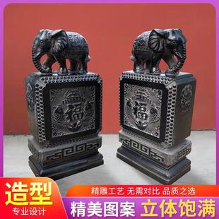 门墩抱鼓石一对青石仿古貔貅麒麟狮子石象石墩门当石石雕门鼓镇宅