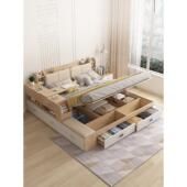 高箱储物床欧美风现代简约主卧榻榻米多功能小户型板式 床