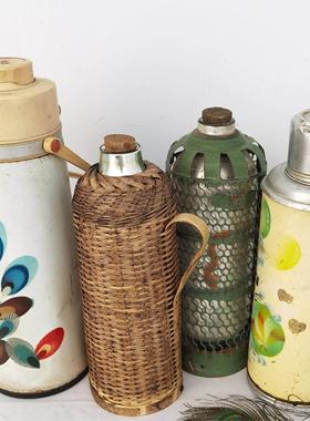 老物件暖水壶老式热水壶民俗怀旧铁皮暖瓶保温壶杂项收藏道具摆件