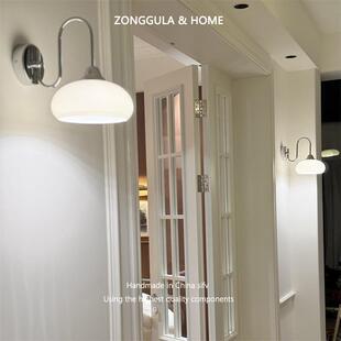 法式充电壁灯免接线中古客厅背景卧室床头玻璃小吊灯遥控器调光灯