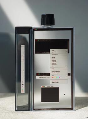 boeibei 创意桌面弹窗个性A5方形扁平塑料冷水壶学生便携灰色水杯