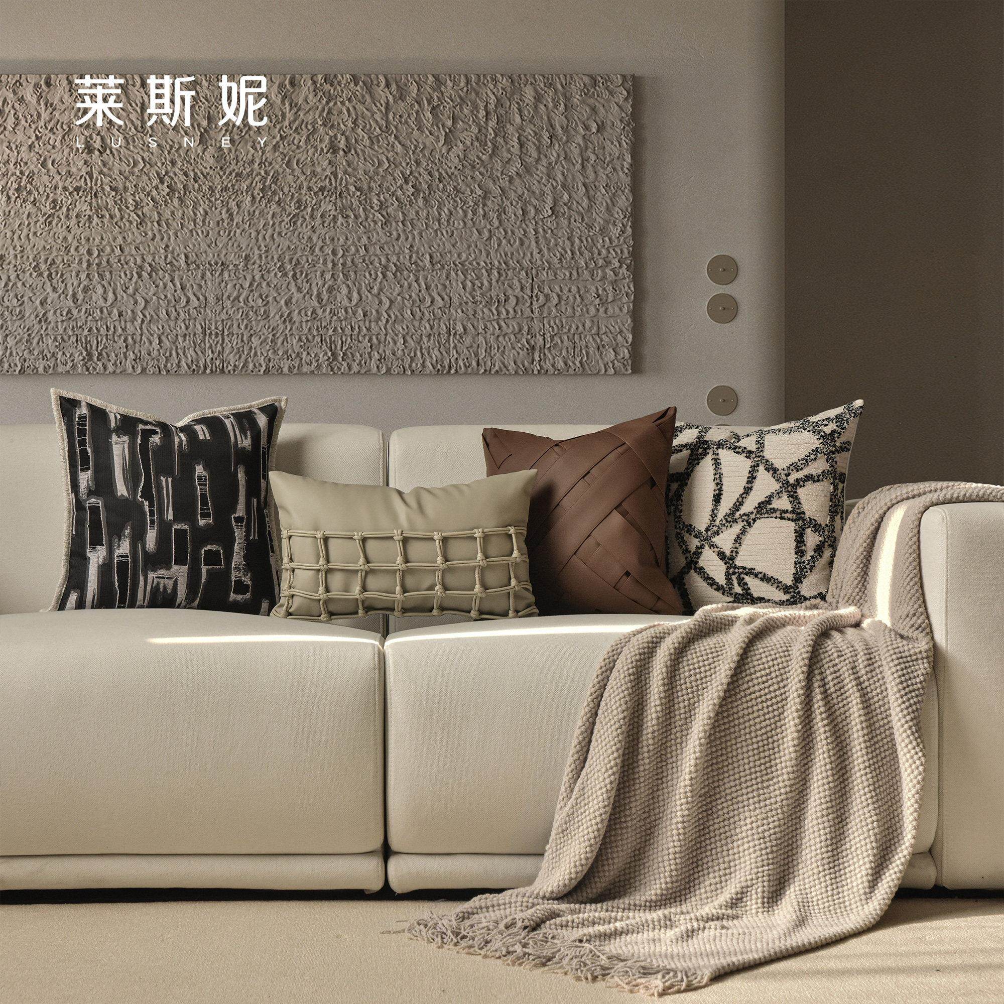 ins现代简约风轻奢抱枕沙发客厅高级感咖棉麻民宿抱枕靠枕套靠垫