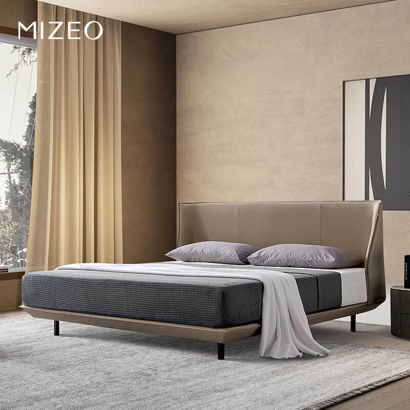 Mi Zhuo /意大利简约皮床斯堪的纳维亚床悬挂式主卧室双人床1.8米