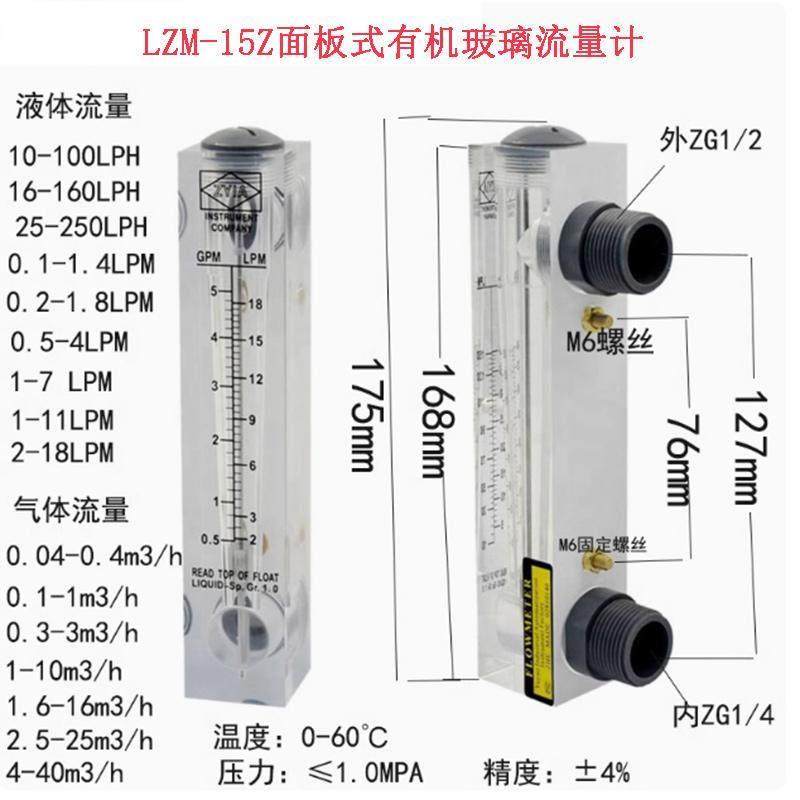 金泰LZM-15Z面板式有机玻璃流量计液体转子计量表压缩空气水处理,五金/工具,流量计,淘宝优惠券,粉丝福利购,淘宝优惠卷