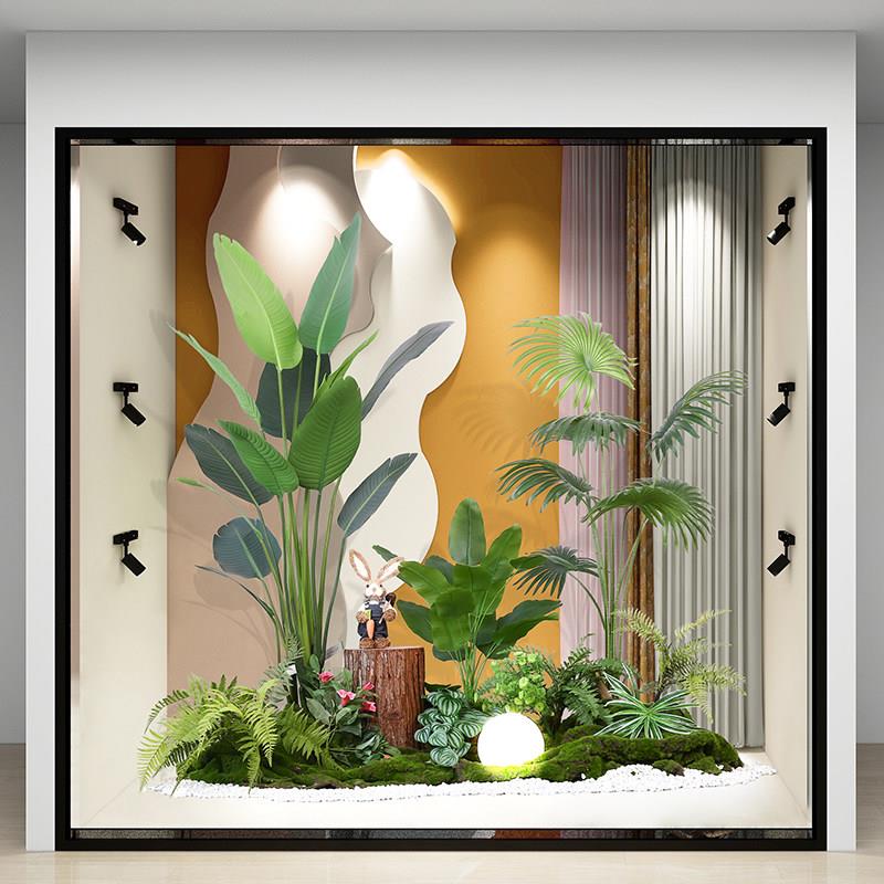 仿真绿色植物室内楼梯下造景橱窗转角盆栽假树仿真树景观植物造景
