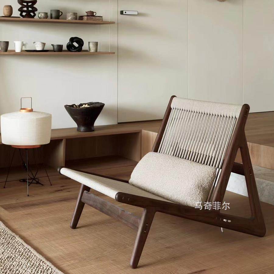 设计师家用阳台休闲椅实木复古椅子北欧客厅单人沙发椅实木躺椅,住宅家具,沙发椅,淘宝优惠券,粉丝福利购,淘宝优惠卷