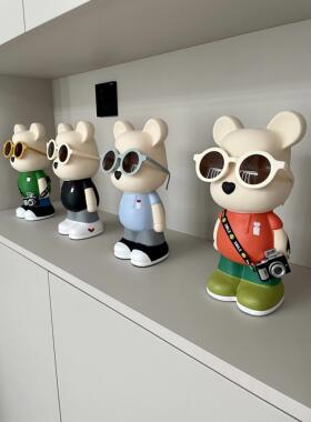 27CM陶瓷熊存钱罐客厅电视柜儿童房壁柜橱柜桌面装饰摆件卡通创意