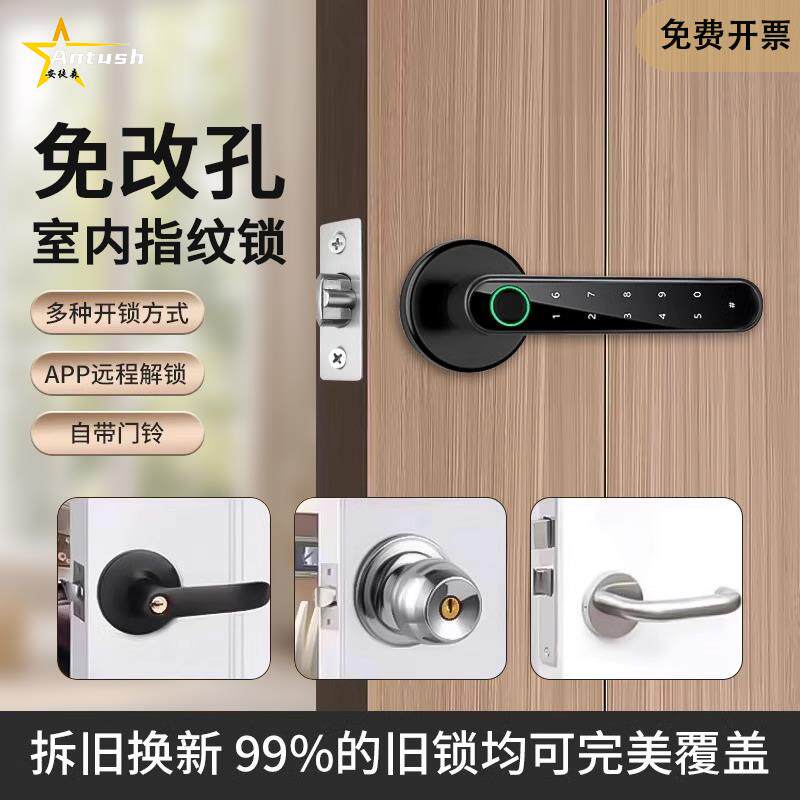 智能指纹密码门锁C级锁芯免改孔室内门锁联网远控指纹锁