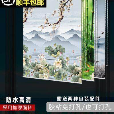 加厚全遮光卷帘窗帘成品拉式升降遮阳免打孔办公卧室阳台浴室防水