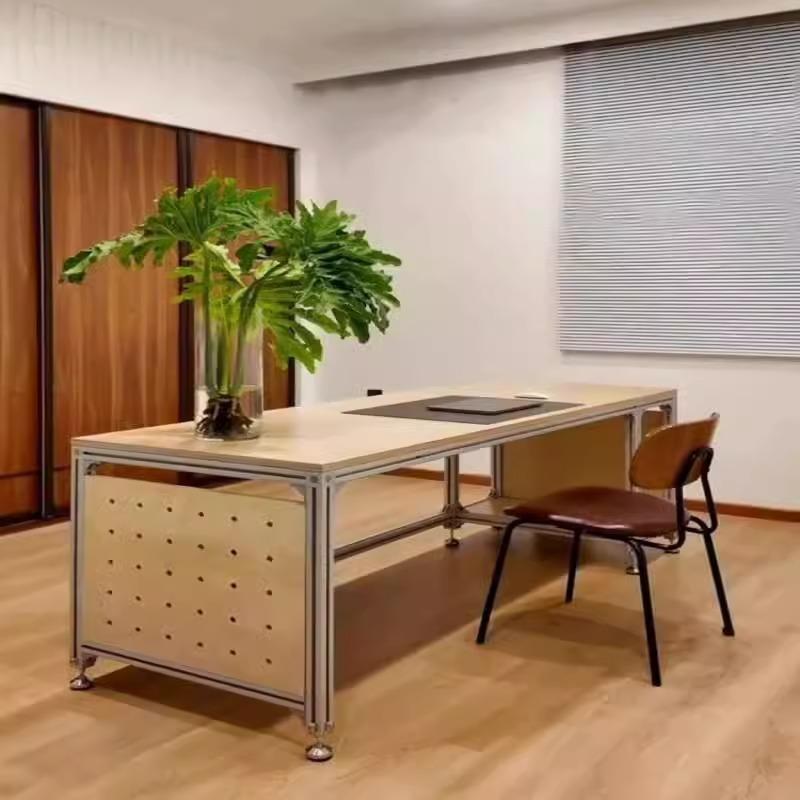 中古铝型材海洋板桦木办公桌简约洽谈会议桌书桌创意办公桌工作台