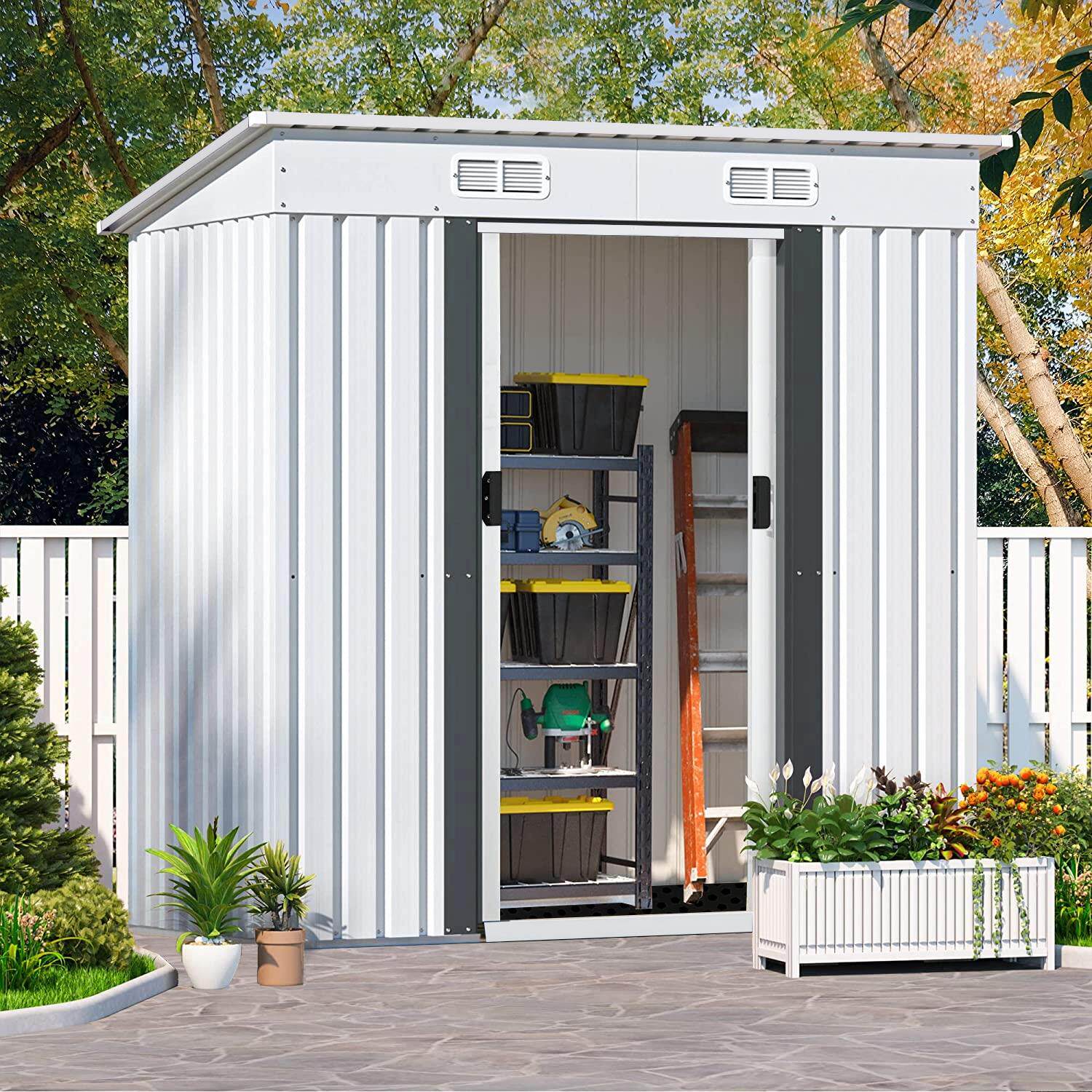 户外工具房花园储物房室外简易杂物间组合屋移动组装铁皮活动板房