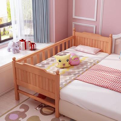 全山毛榉儿童床拼接床实木床带护栏儿童床特宽床定制单人床