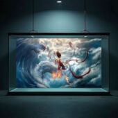 饰壁纸自粘贴新款 哪吒鱼缸背景贴造景个性 立体高清水族装