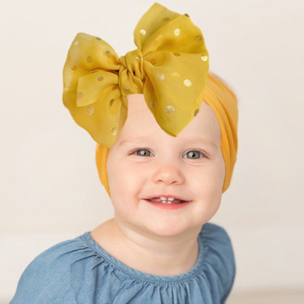 2023新款宝宝尼龙发饰发箍 儿童烫金蝴蝶结无痕宽边头巾 婴儿发带