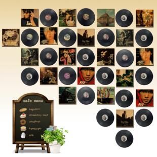 黑胶唱片墙面装饰房间墙壁墙贴酒吧民宿咖啡厅背景墙复古海报壁饰
