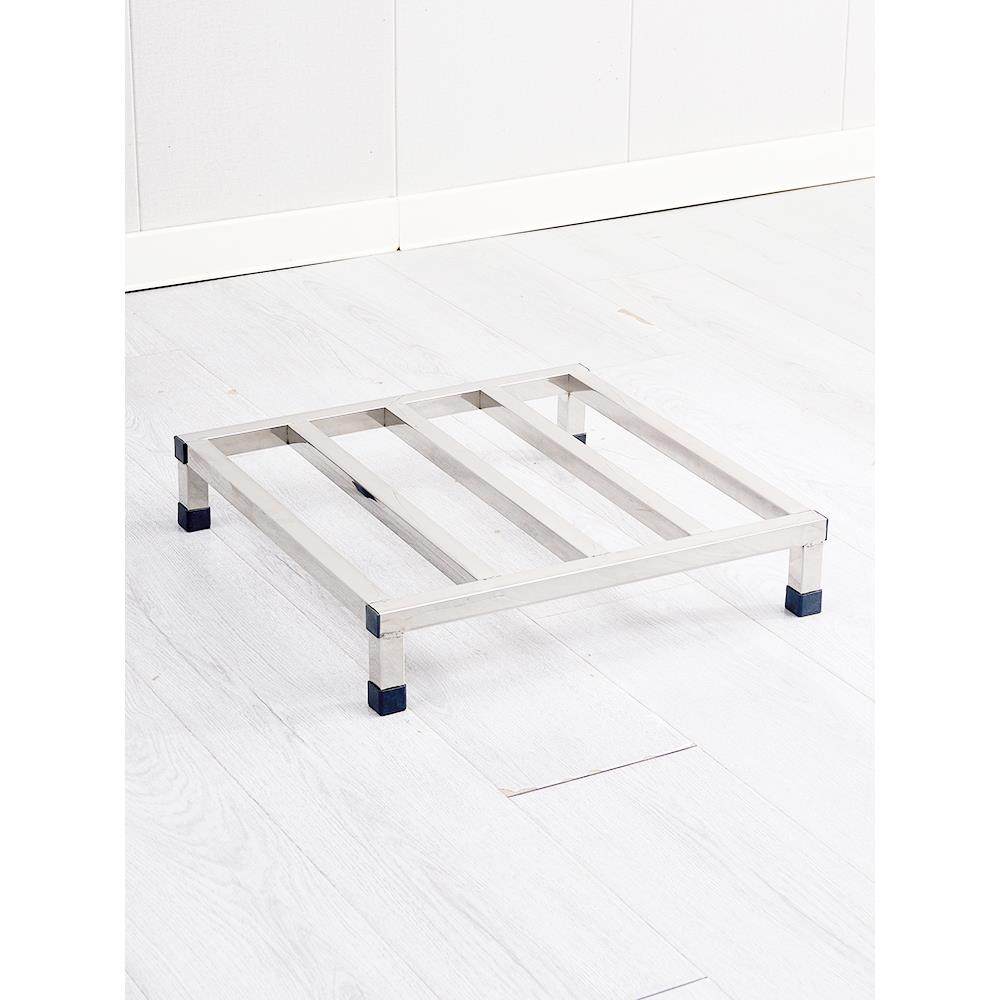 不锈钢加厚承重单层储物架10方管移动轮可调高度花盆米面支架底座