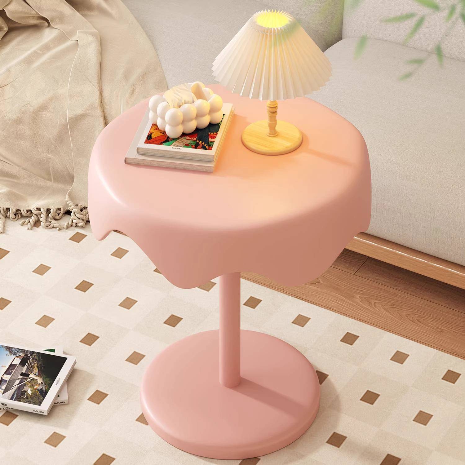 沙发边几奶油风创意可移动卧室床边置物架床头桌茶几小圆桌子角几