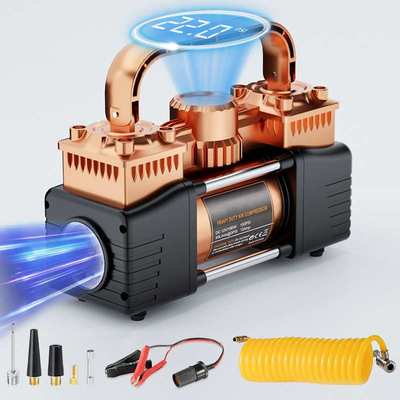 双缸车载充气泵汽车专用轮胎电动大功率打气泵带测胎压气压表