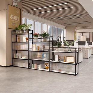 简约办公室玻璃隔断柜办公区绿植花架置物架屏风工位双面文件矮柜