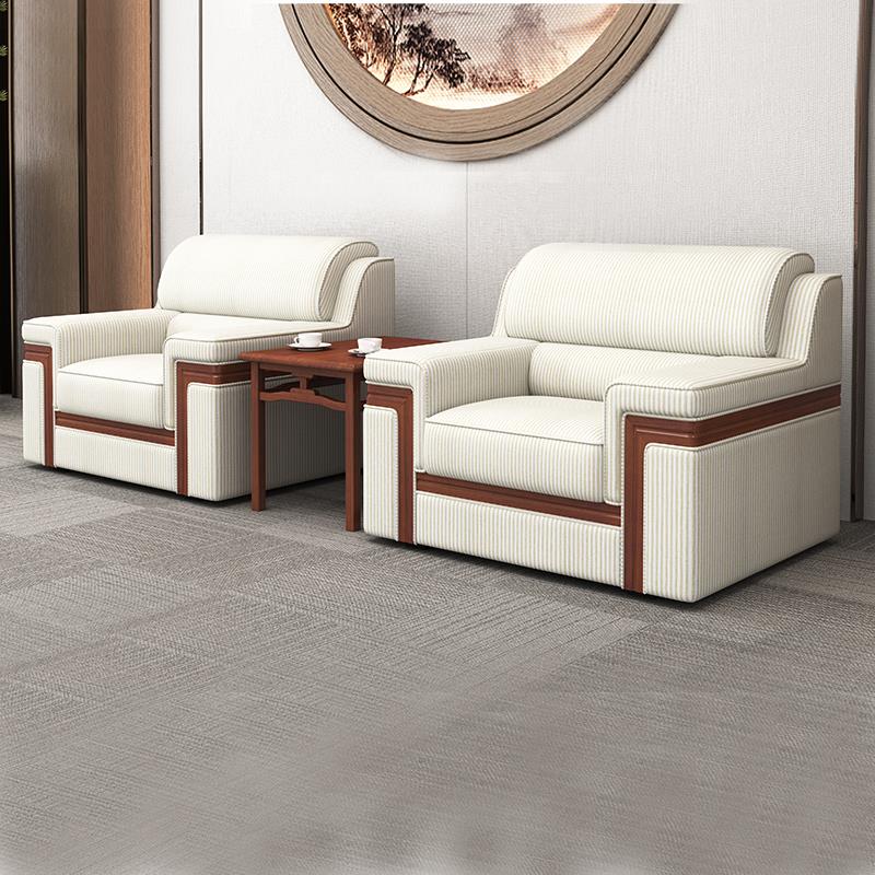 商务会议沙发单人布艺领导贵宾室接待洽谈室中式展会办公桌椅组合