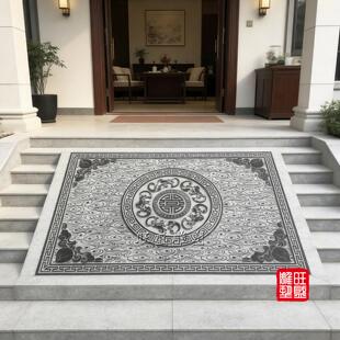 青石祥云浮雕庭院地雕石踏步石台阶石青石板中式大理石装饰门槛石