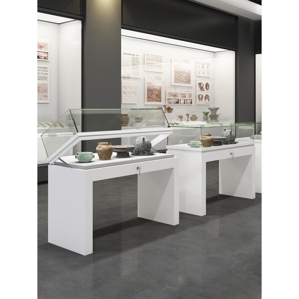实木博物馆玻璃展示柜珠宝柜首饰柜台玉器柜古董文物液压展柜定制