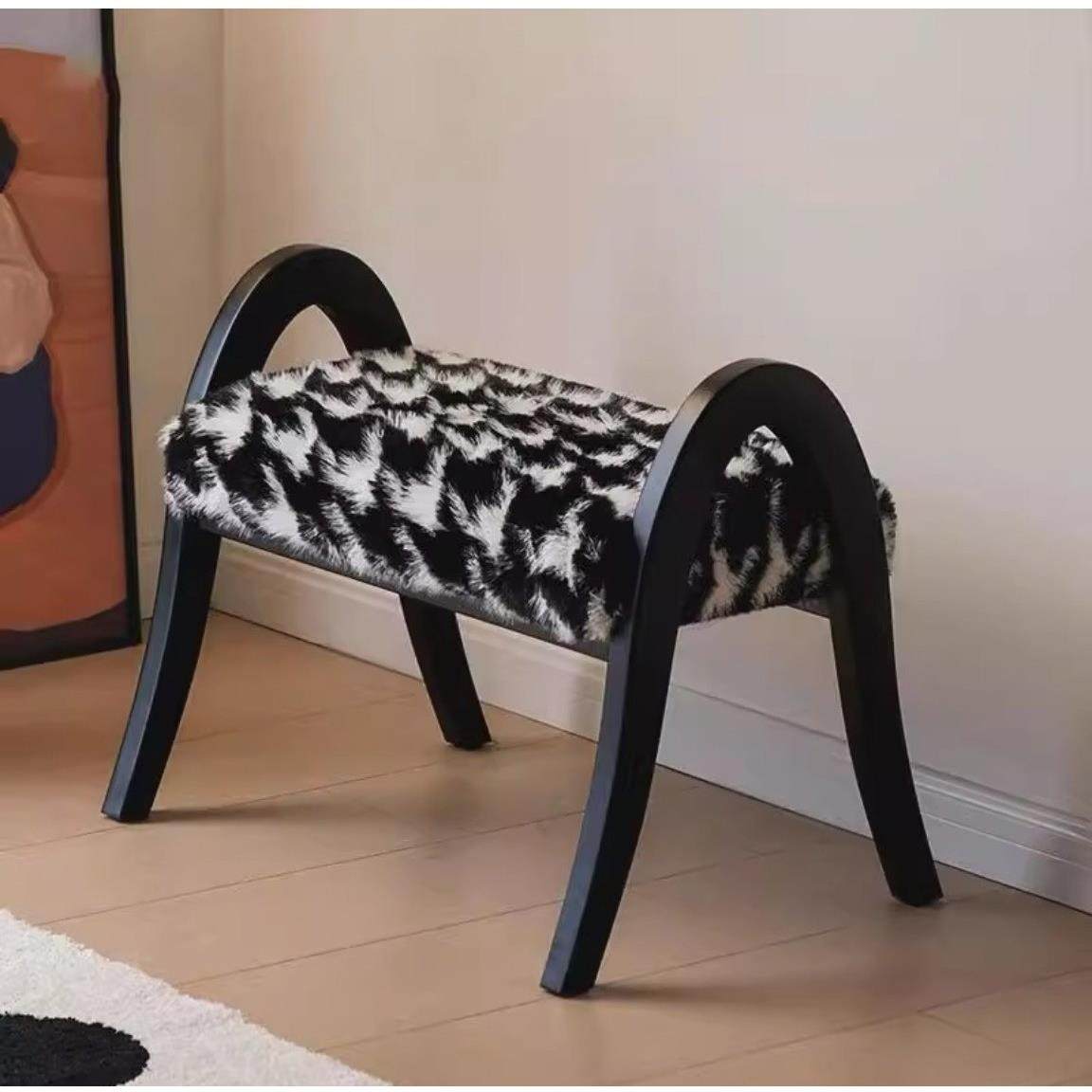 实木+软绒OLDCEL*NE黑白毛绒感多用换鞋凳实木加座脚蹬中古床尾凳,住宅家具,床尾凳/长凳,淘宝优惠券,粉丝福利购,淘宝优惠卷