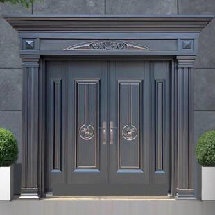 农村大门锌合金自建房别墅大门双开门堂屋入户门进户门防盗铜门