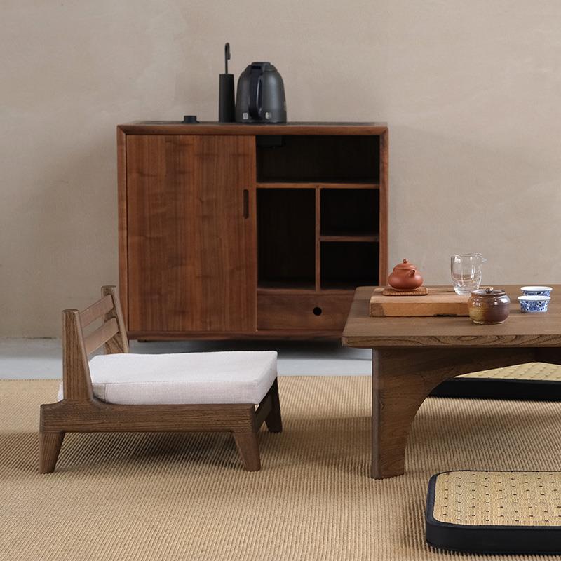 榻榻米靠背椅日式榆木小椅子和室椅纯实木简约矮凳子榫卯结构椅子