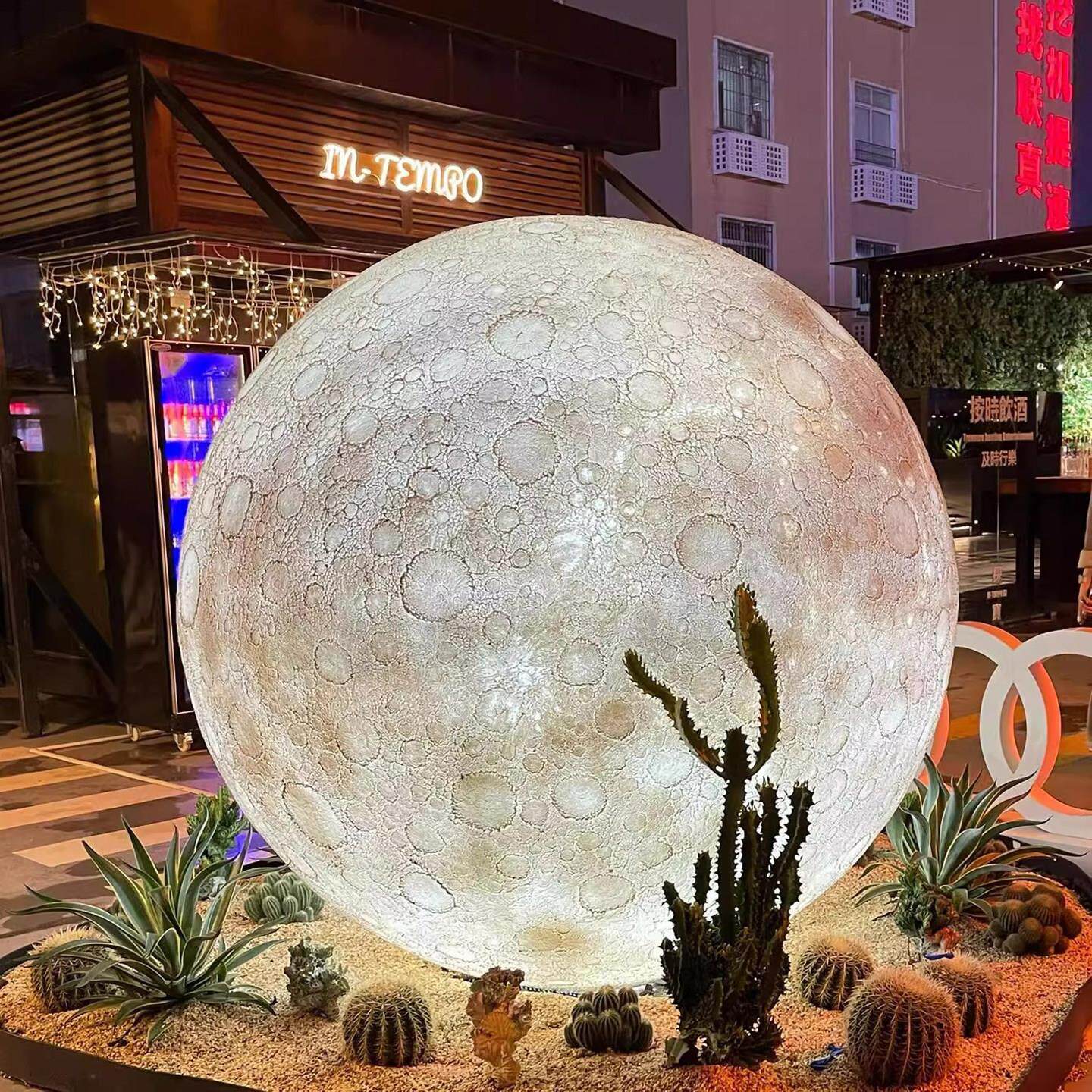 3d陨坑月球灯落地户外防水月亮灯超大发光圆球太阳能庭院圆形星球