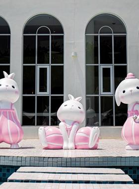 卡通兔子玻璃钢雕塑户外幼儿园商场网红店门口样板间造景装饰摆件