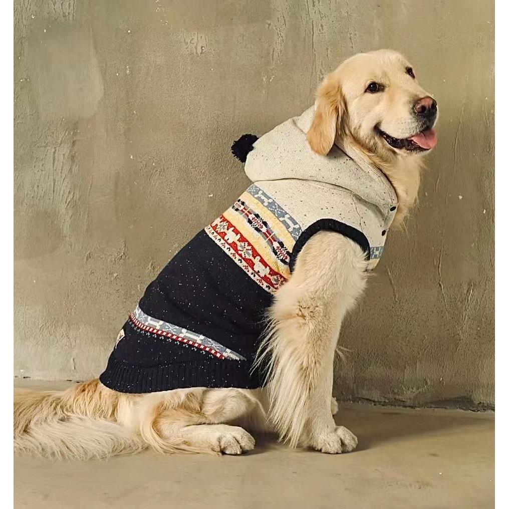 【DOG DEPT】彩点加绒雪花新年毛衣亲子款大狗衣服金毛杜宾冬装
