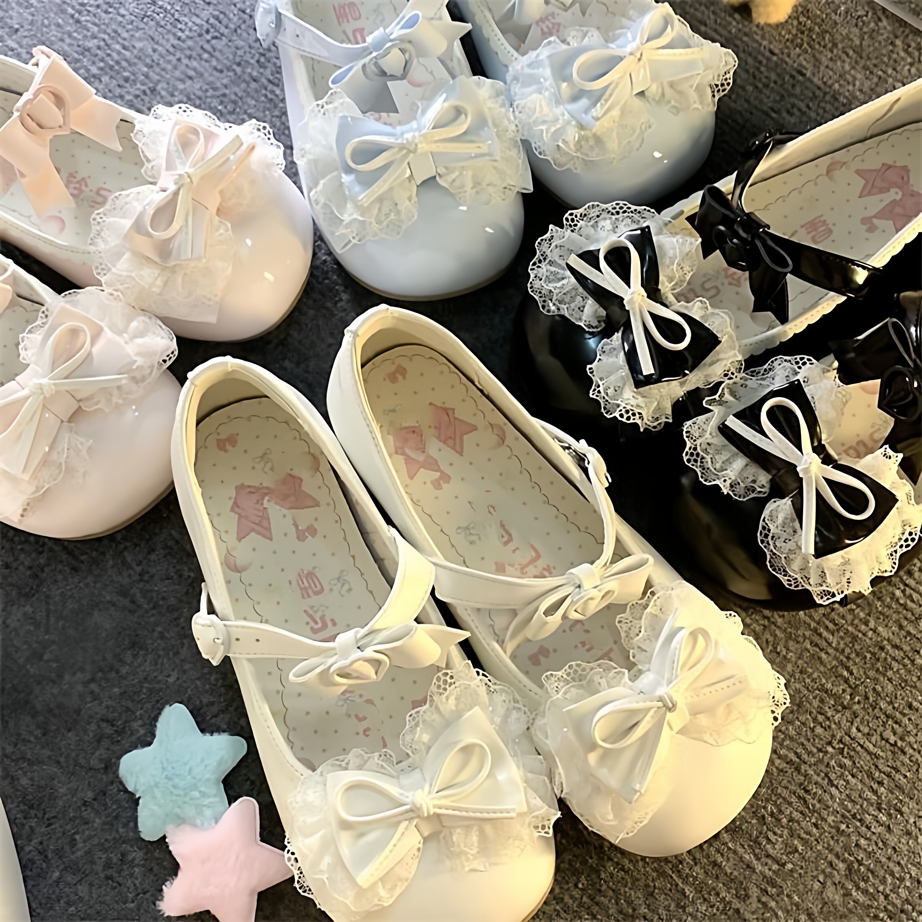 蝴蝶结jk制服鞋女低跟圆头可爱lolita鞋子女lo鞋洛丽塔芭蕾小皮鞋