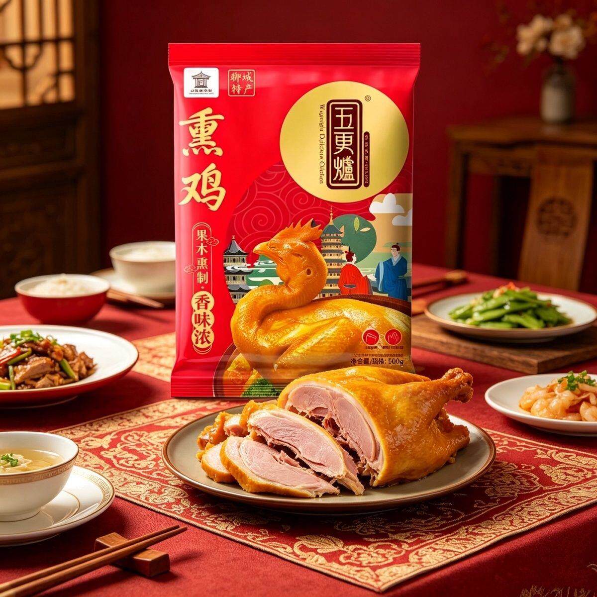 山东阳谷凤祥五更炉熏鸡500g整只鸡聊城特产食品熟食真空烧鸡卤肉