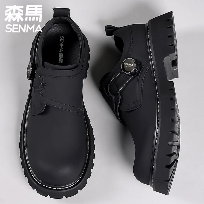 森马商务鞋厚底大头德比鞋