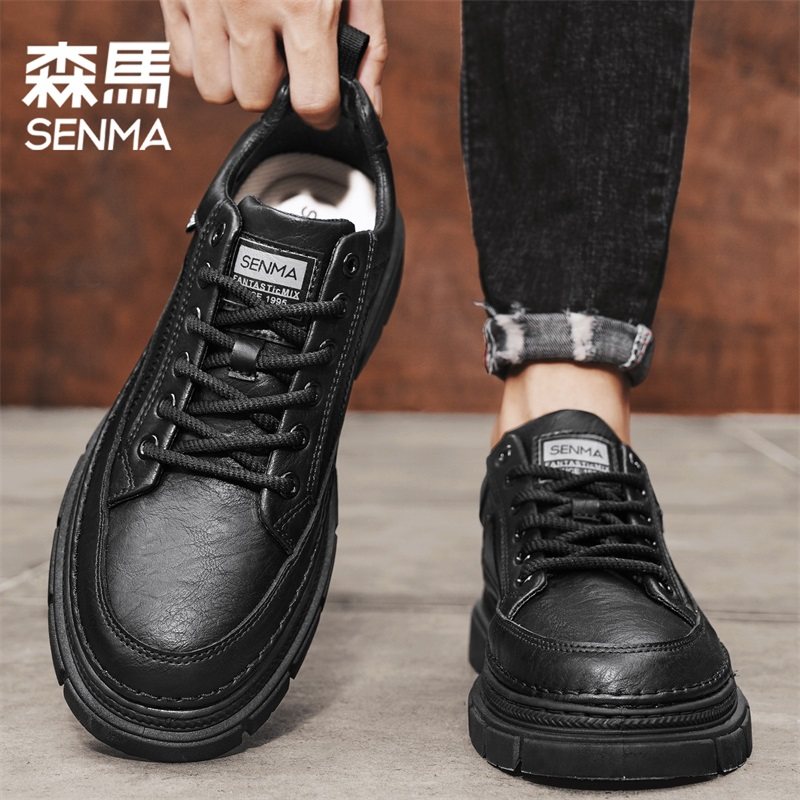 森马皮鞋男款2026秋季新款潮流工装低帮马丁靴商务正装软底休闲鞋