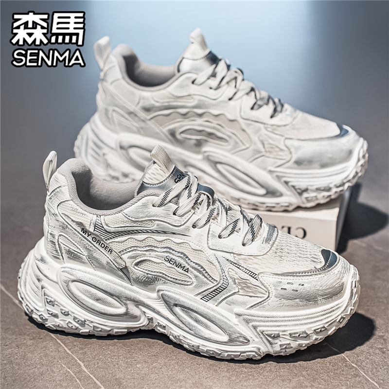 森马男鞋秋冬网面厚底增高老爹鞋