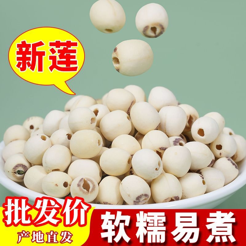 新莲无芯去芯干货新鲜磨皮莲粉糯易煮煲汤农家自产通芯去皮白莲子