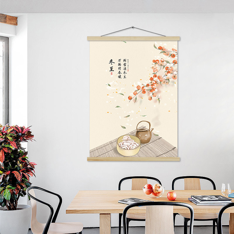24节气餐厅装饰画现代简约电表箱挂画饭厅遮挡配电箱布艺挂毯壁画图片