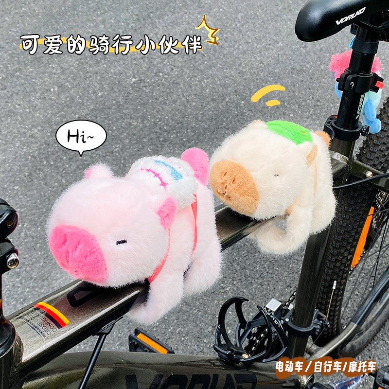 自行车小配饰卡皮巴拉啪啪圈山地公路车装饰玩偶车把车架骑行挂件