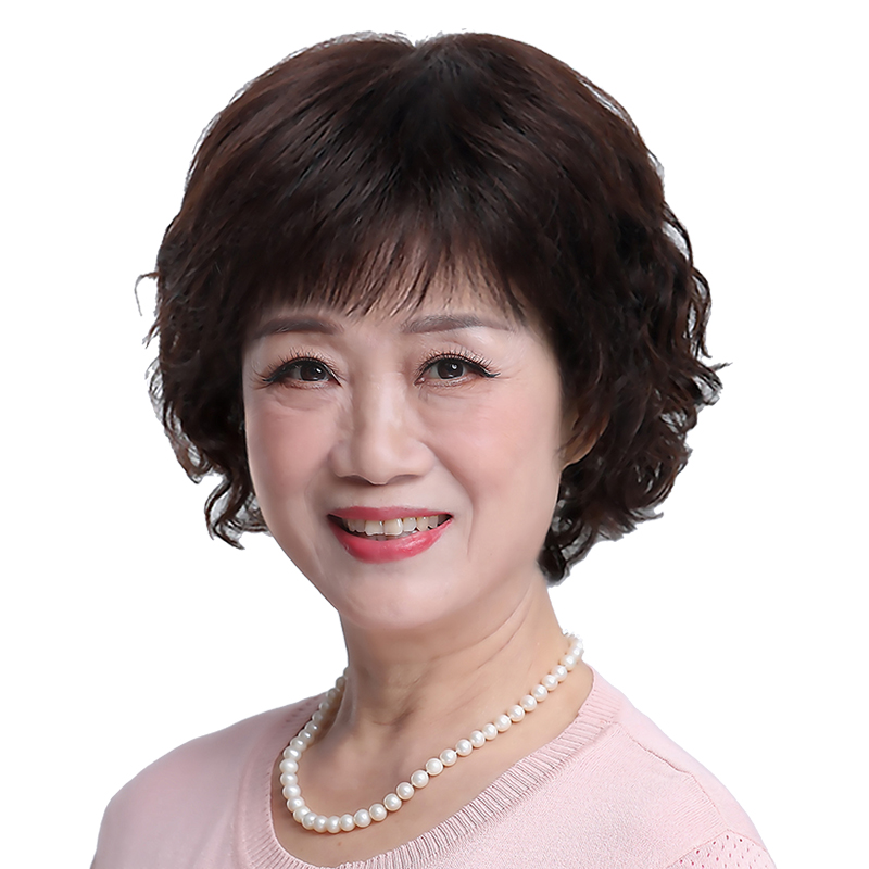 2023新款中老年假发女短发真y发蓬松透气中长烫卷发50岁老人全头