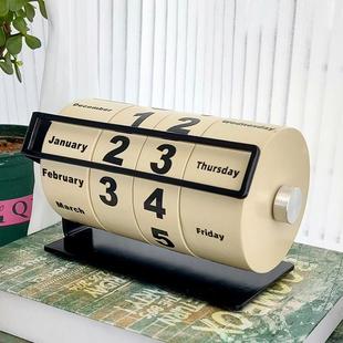 网红覆古实木龙年万年历桌面摆件创意手动日历2024年新款 桌历礼盒