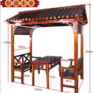 休闲 四角凉亭户外防腐木庭院简易小亭子葡萄架爬藤架室外花园凉