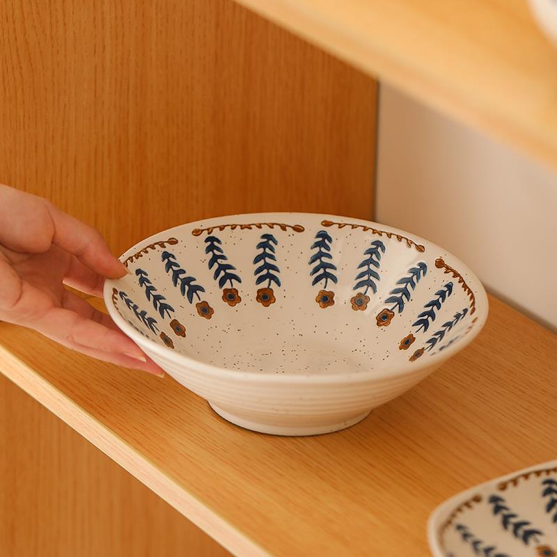 日式喝汤碗复古家用粗陶面条碗大号面碗高颜值好看吃面拉面泡面碗
