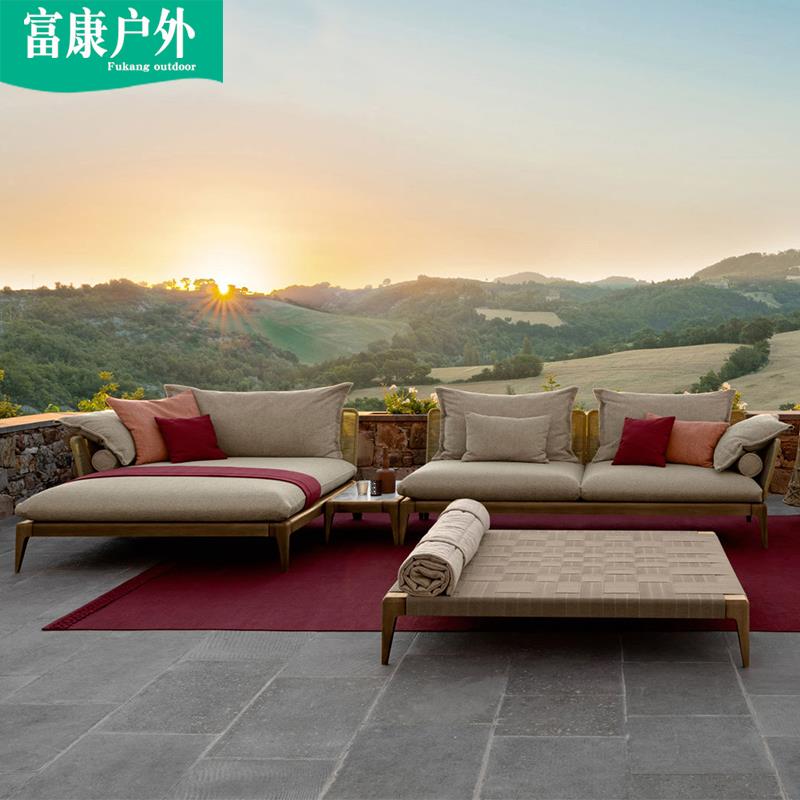 户外沙发组合设计师庭院露台柚木藤椅沙发椅别墅花园阳台藤编家具