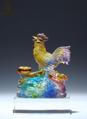 古代彩釉小公鸡招财饰品和镇屋水晶十二生肖鸡饰品工艺品属于鸡吉