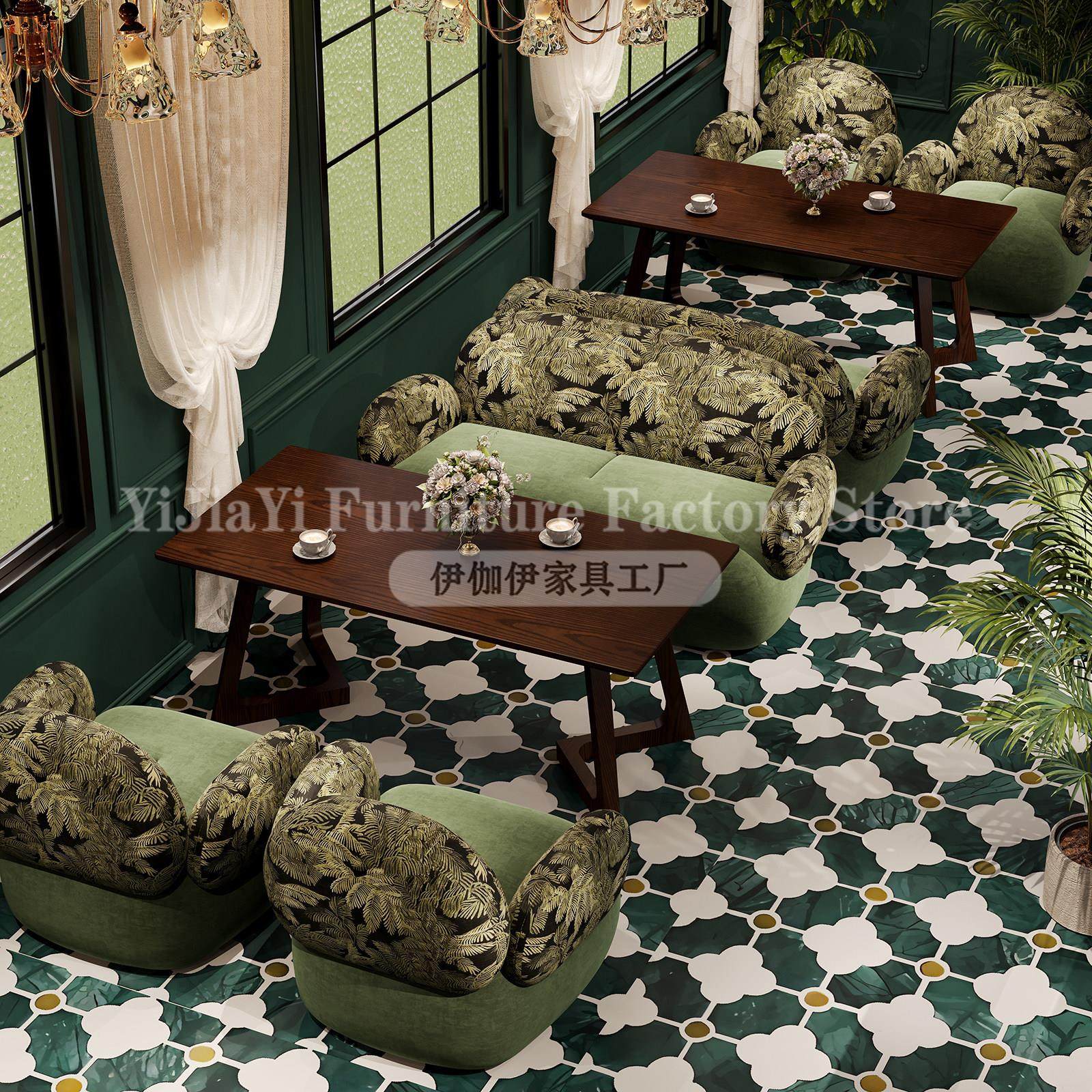 复古商用沙发椅中古双人沙发餐厅餐桌椅组合餐饮卡座咖啡厅休闲椅